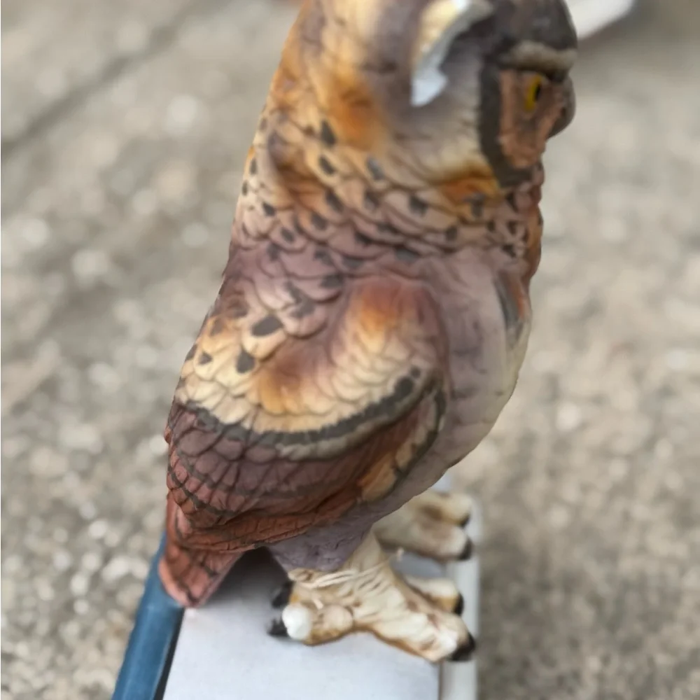 Vintage porcelain Decorative Owl Figurine - Multicolor Ceramic Bird Sculpture